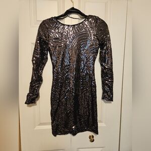 Sequin Long Sleeve Dress